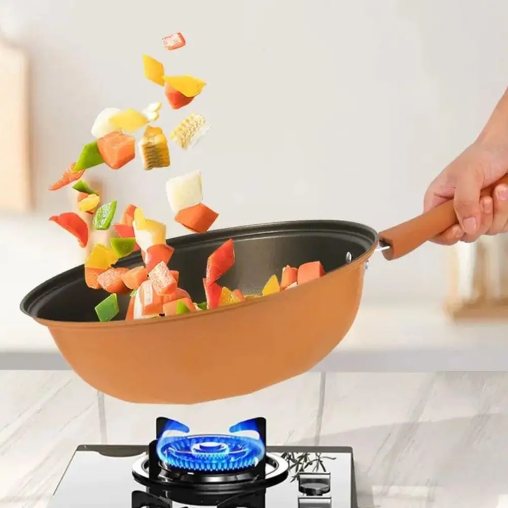 32 Cm Miniature Pressure Cooker Non-stick Easy Cleanup Wok Clay Titanium Pan With Pot Cover For Kitchen Cooking